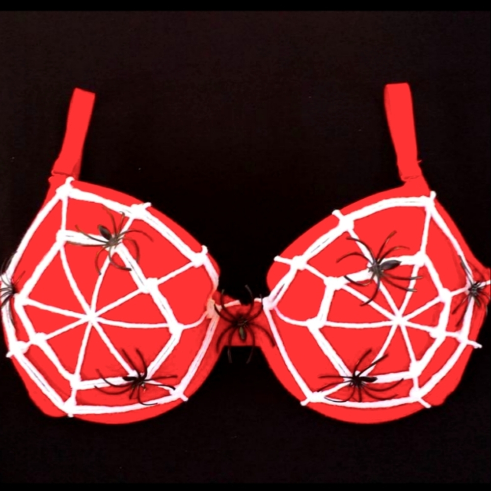 36C red spiderwoman bra Halloween costume top web October holiday white